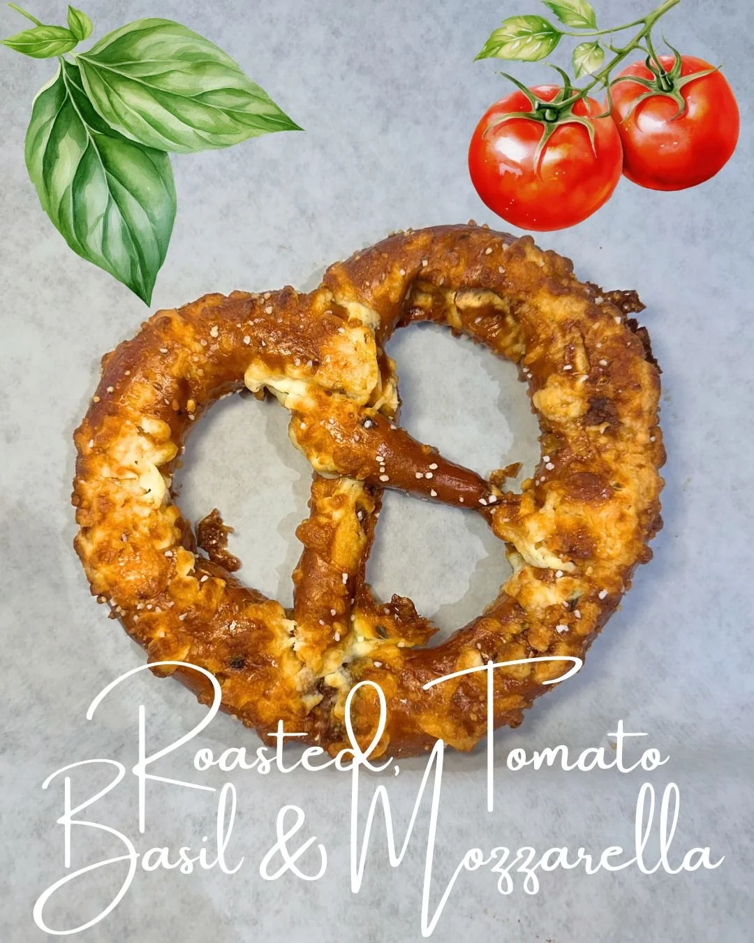 Our Roasted Tomato, Basil &amp; Mozzarella Pretzel is the perfect savory bite 🍅🥨

We start by slicing fresh tomatoes and roasting them with oil, salt, and pepper until they&rsquo;re rich and full of flavor. Once cooled, they&rsquo;re tossed in the 
