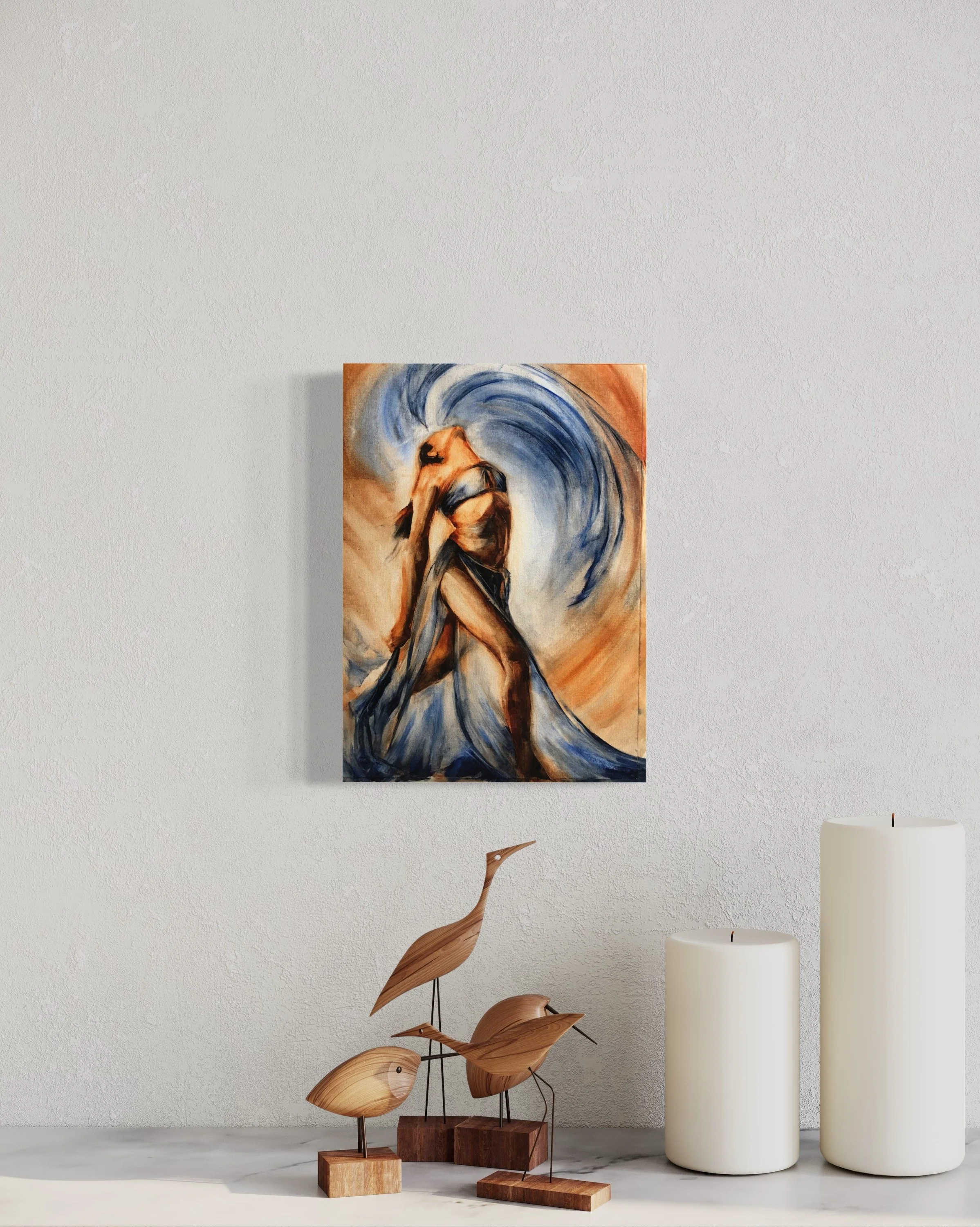 Nevine Fathy Artist Here to Stay Hanging Painting