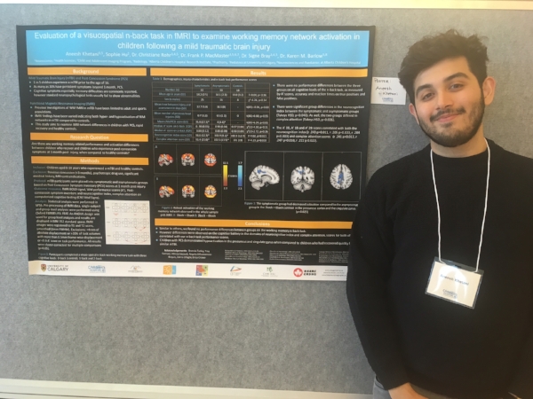 Aneesh Khetani - Evaluation of a visospatial n-back task in fMRI to examine working memory network activation in children following a mild traumatic brain injury - Winner of Best Poster!