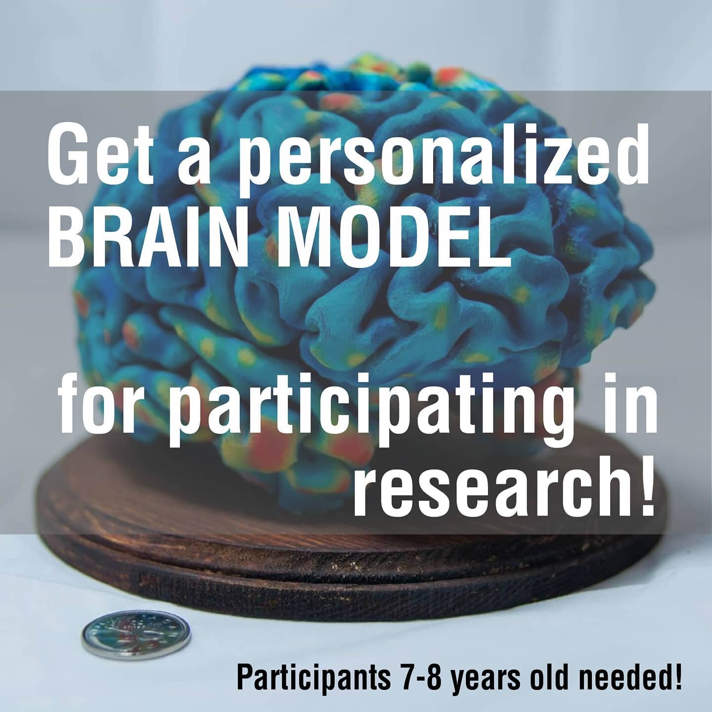 The Bray Lab is partnering with @brainycreations to provide research participants with a personalized, 3D printed brain model!

We're currently looking for&nbsp;participants who are 7-8 years old, as well as their parents. Participation includes ques