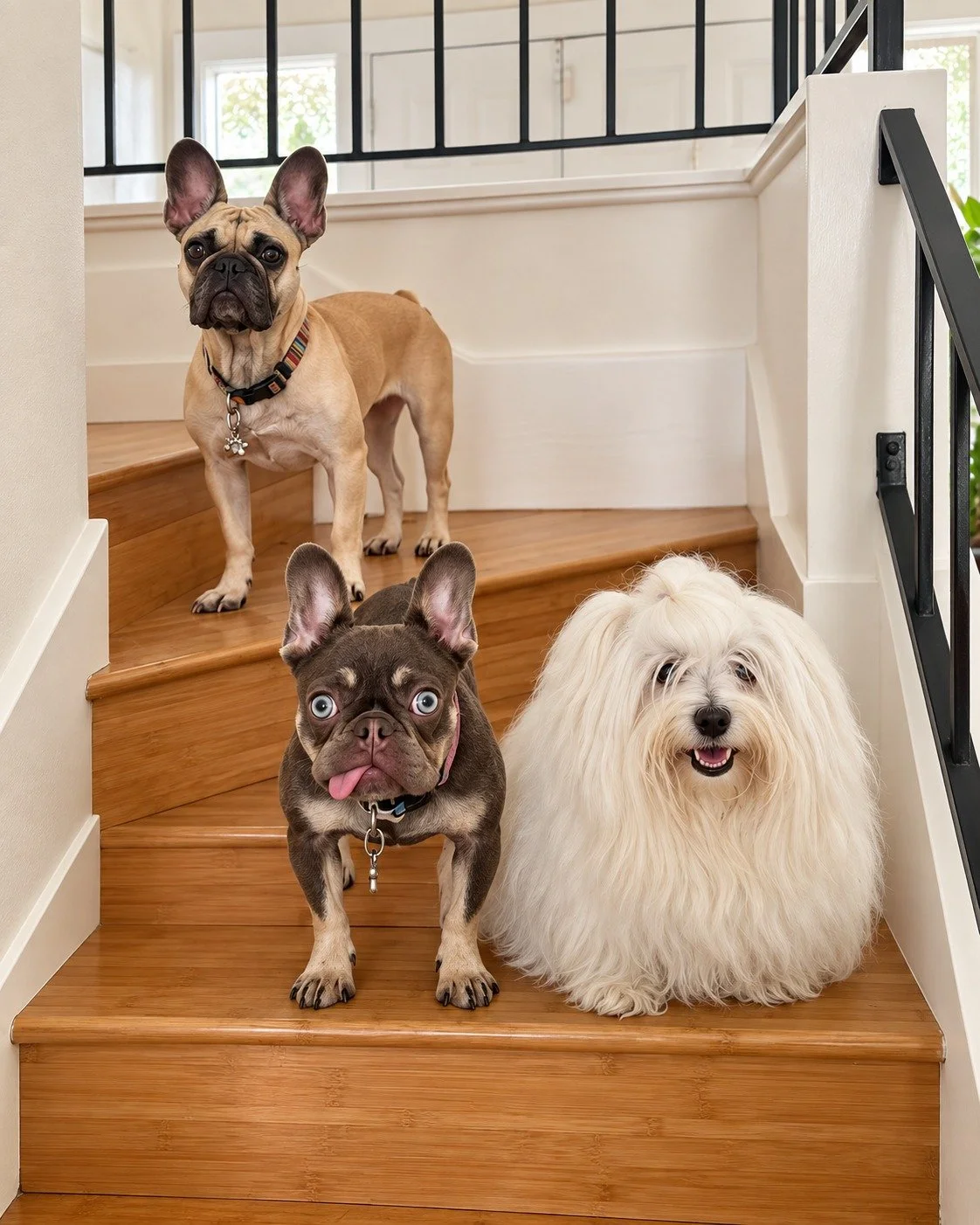 Just three girls reporting for stair duty. 🐾

Tina&rsquo;s keeping watch from the top, Valerie is freshly fluffed, and I&rsquo;m right up front making sure everyone knows who&rsquo;s in charge. 😂💕

Life is always better when your best friends are 