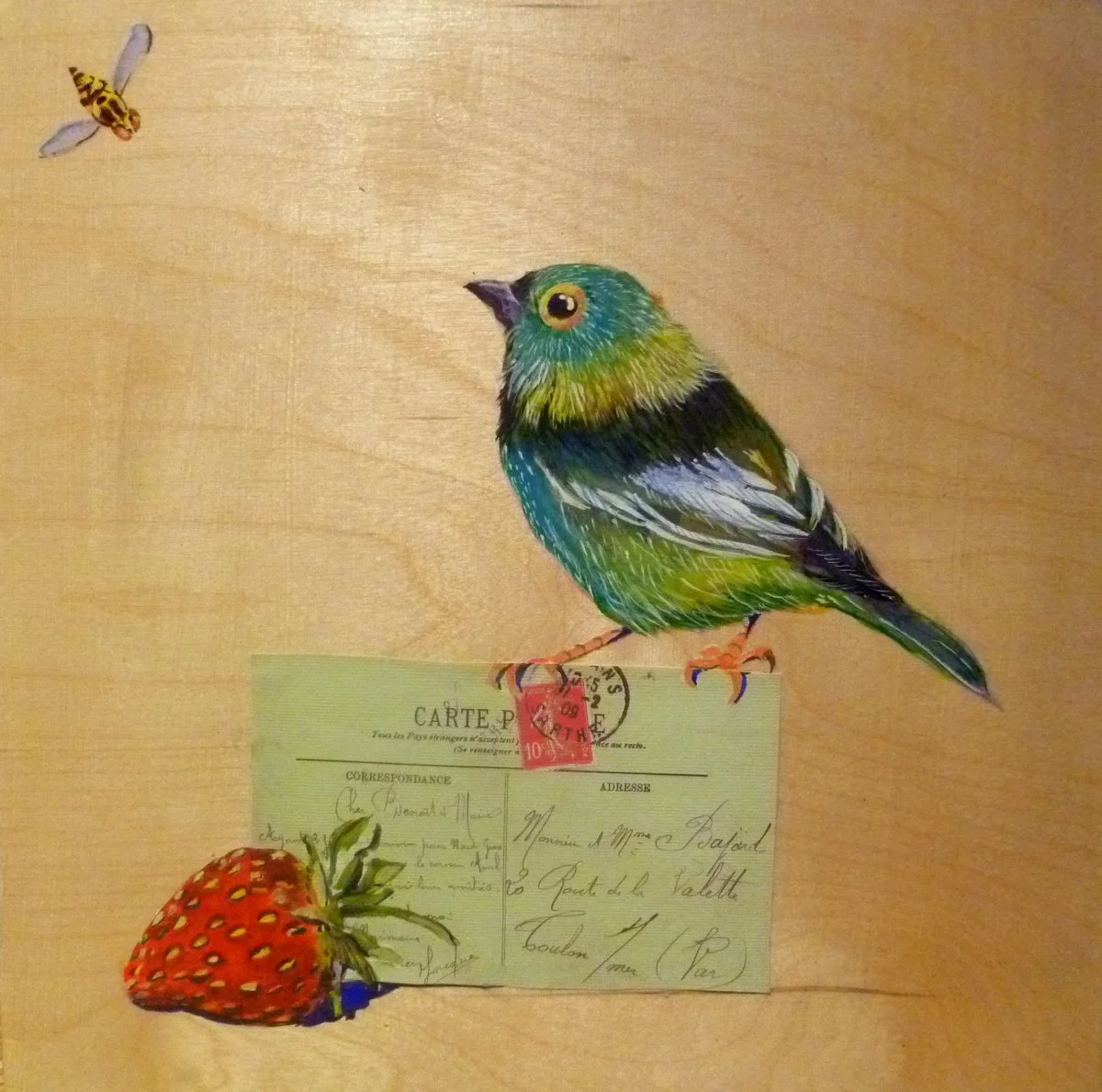 A Little Bird / Mixed Media on Birch