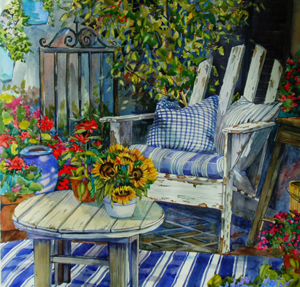 Santa Monica Patio- original watercolor