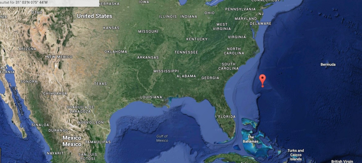 April 5 2015, 9.30 a m: 31° 03’N / 075° 44’W