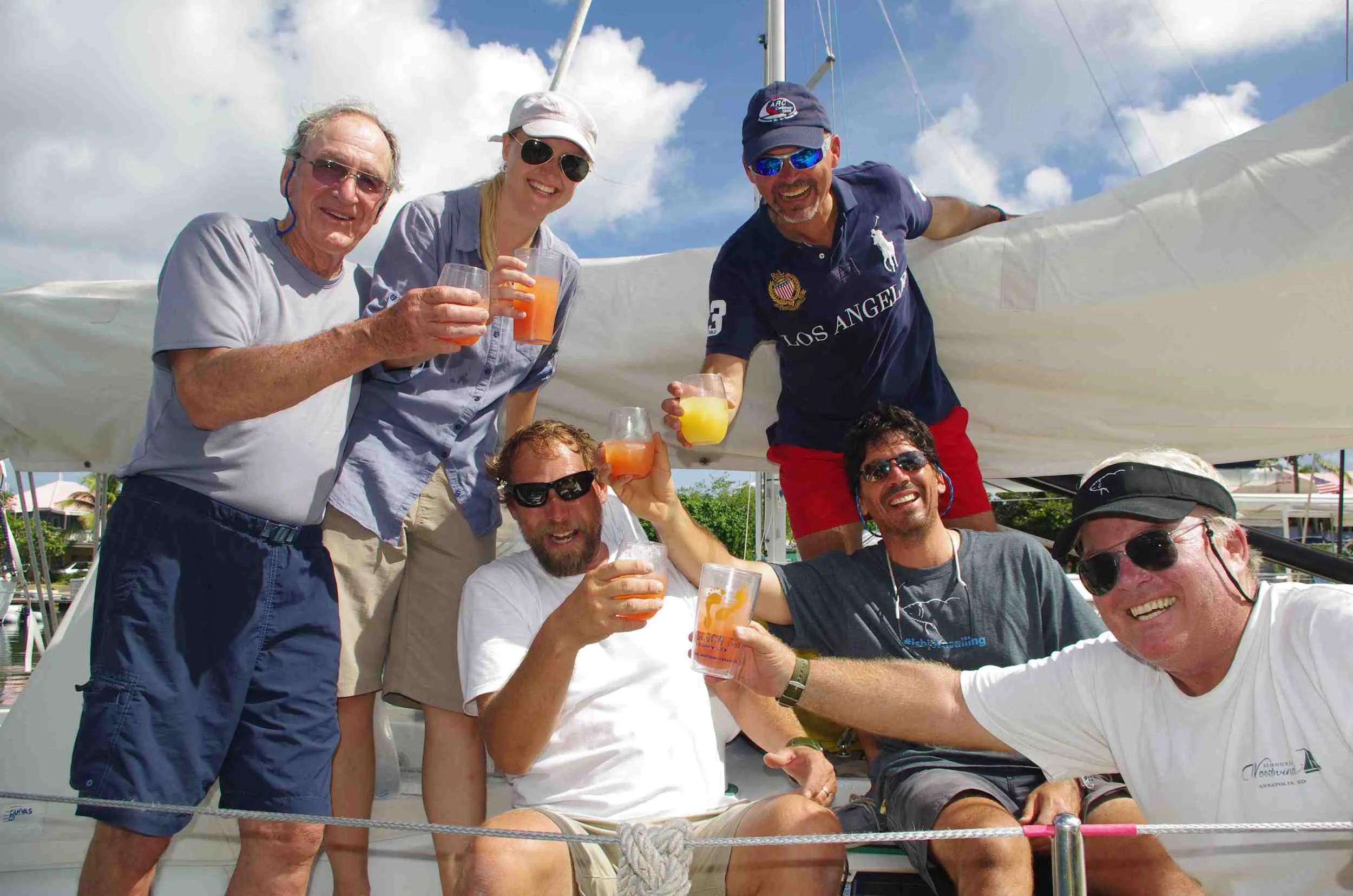 Isbjorn's Caribbean 1500 Crew, from Left: Tom Harkin, Lisa Jodensvi, Capt. Paul Exner, Rik van der Vaart (top), Walter Rush & Dennis Schell.