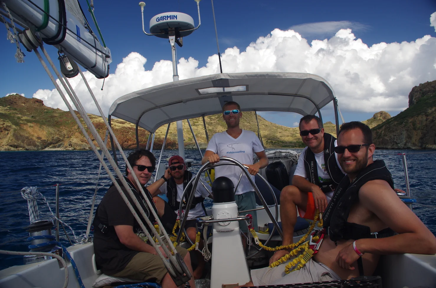 Landfall in Ile Fourche, sailing onto the mooring.