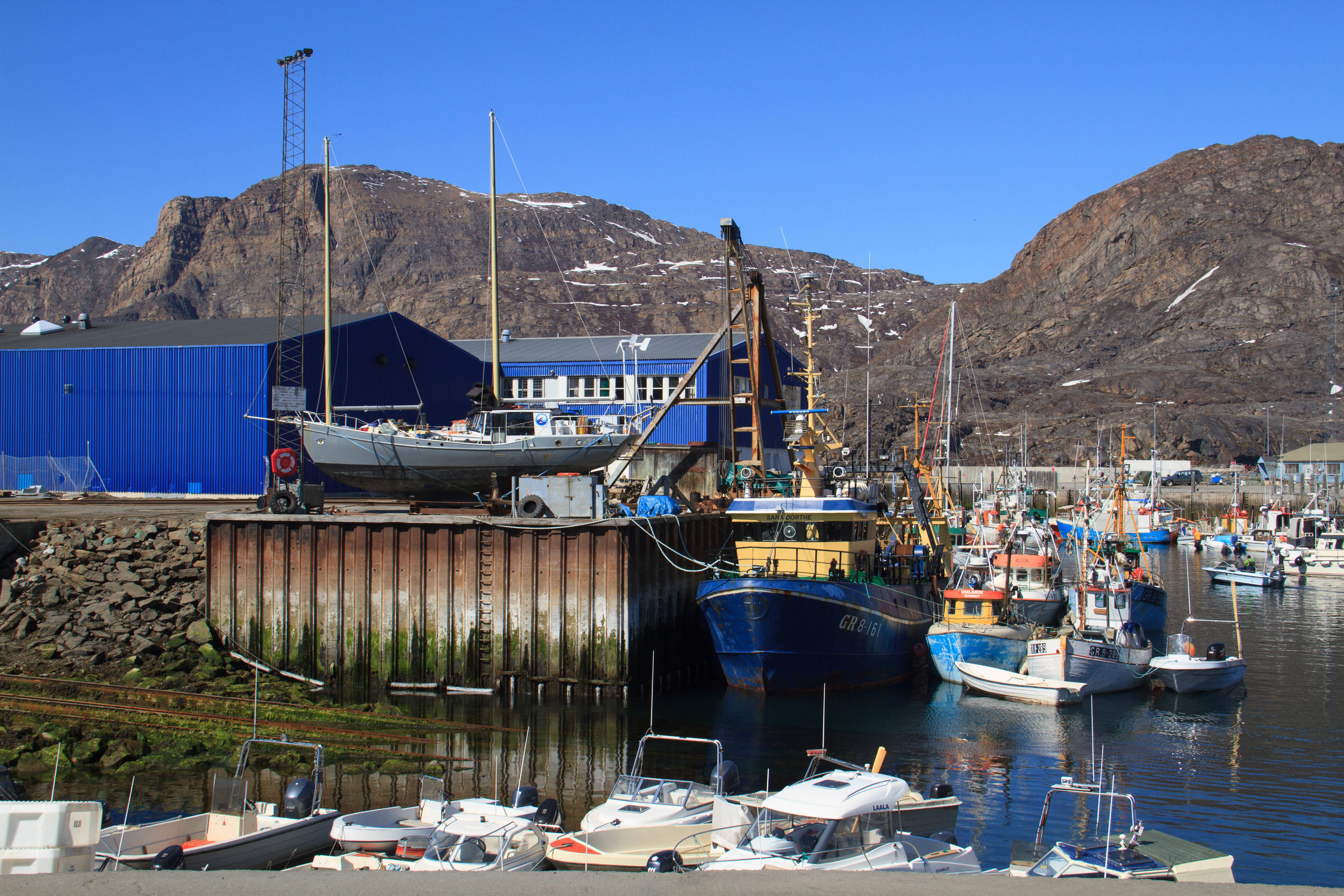 'Ault's' winter berth in the boatyard in Arctic Sisimiut.