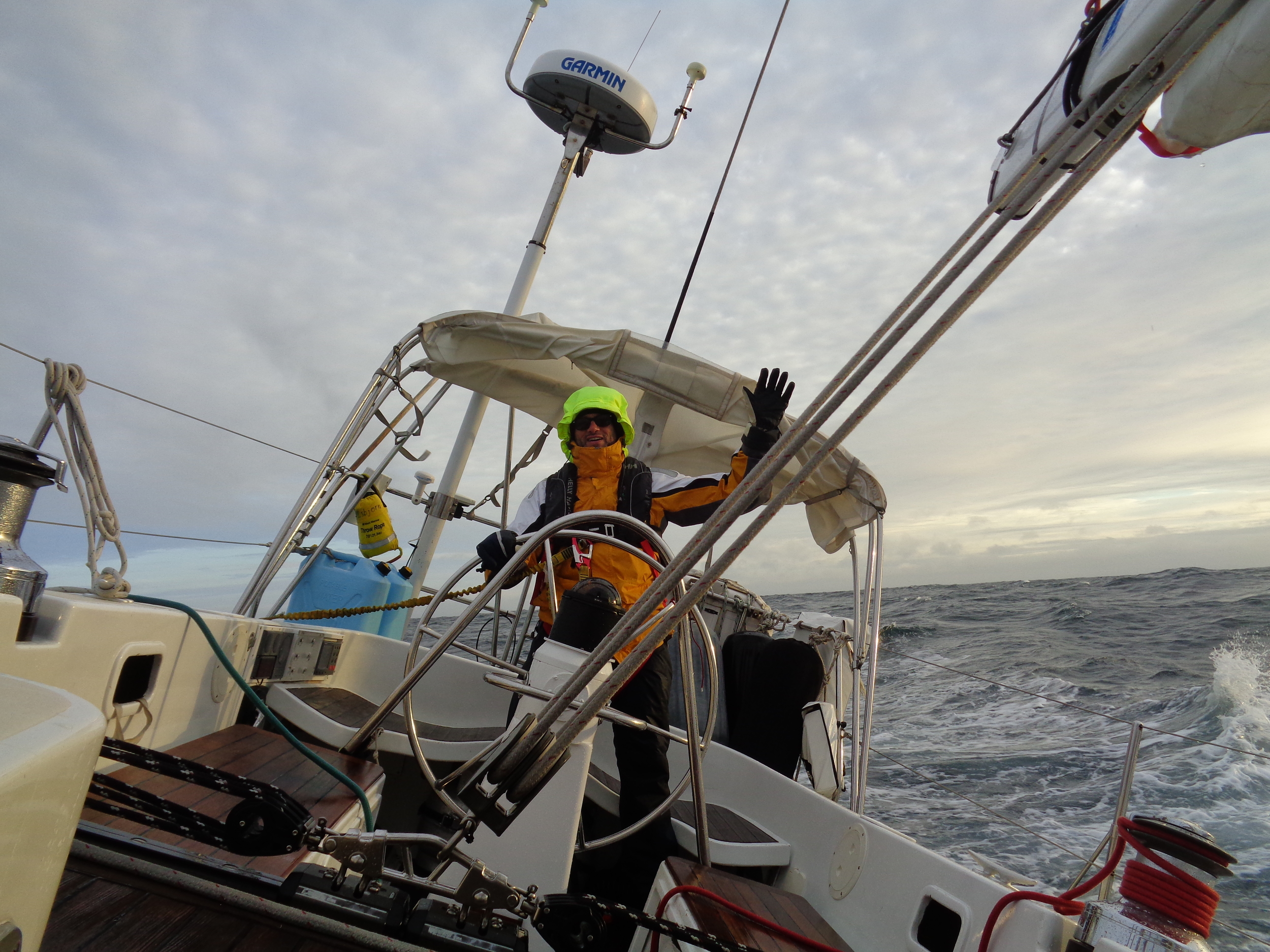 Lance waves goodbye to Isbjorn on arrival in Lunenburg!