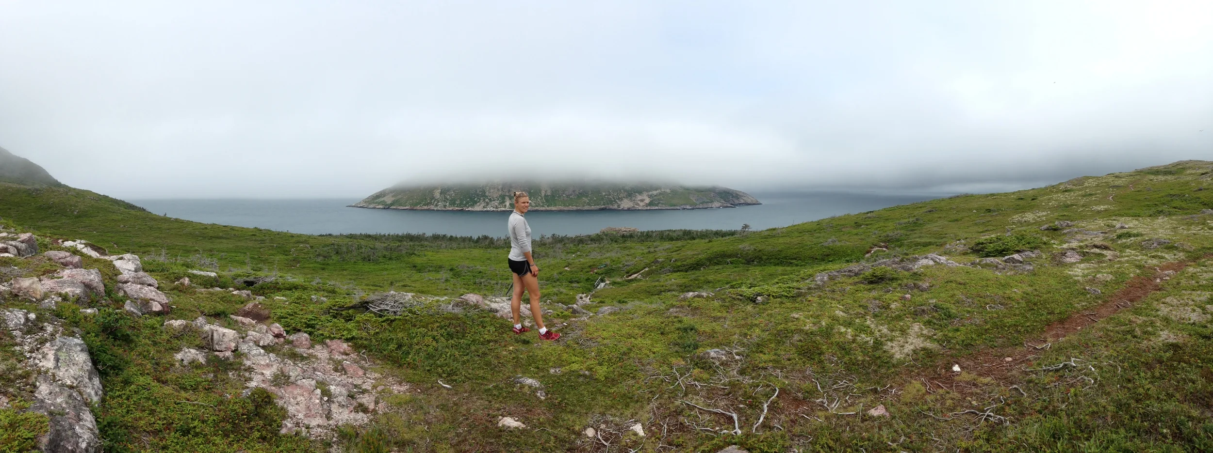 Panoramic view during our hike yesterday. This is facing northwest from St. Pierre - we passed through the channel between islands on Arcturus in 2011 en route into St. Pierre for the first time.