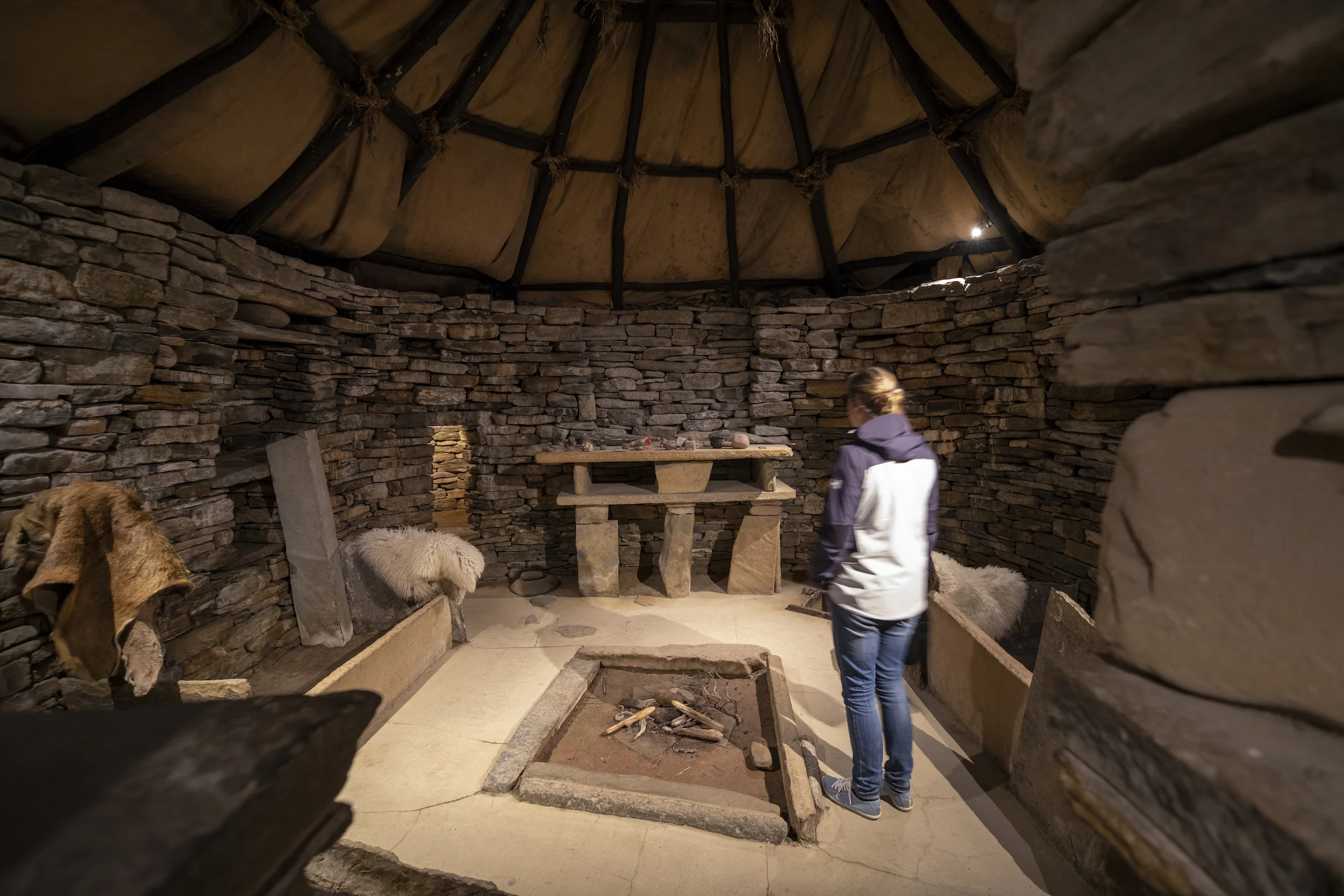 Inside a replica house at Scara Brae. The real houses are too fragile to enter.