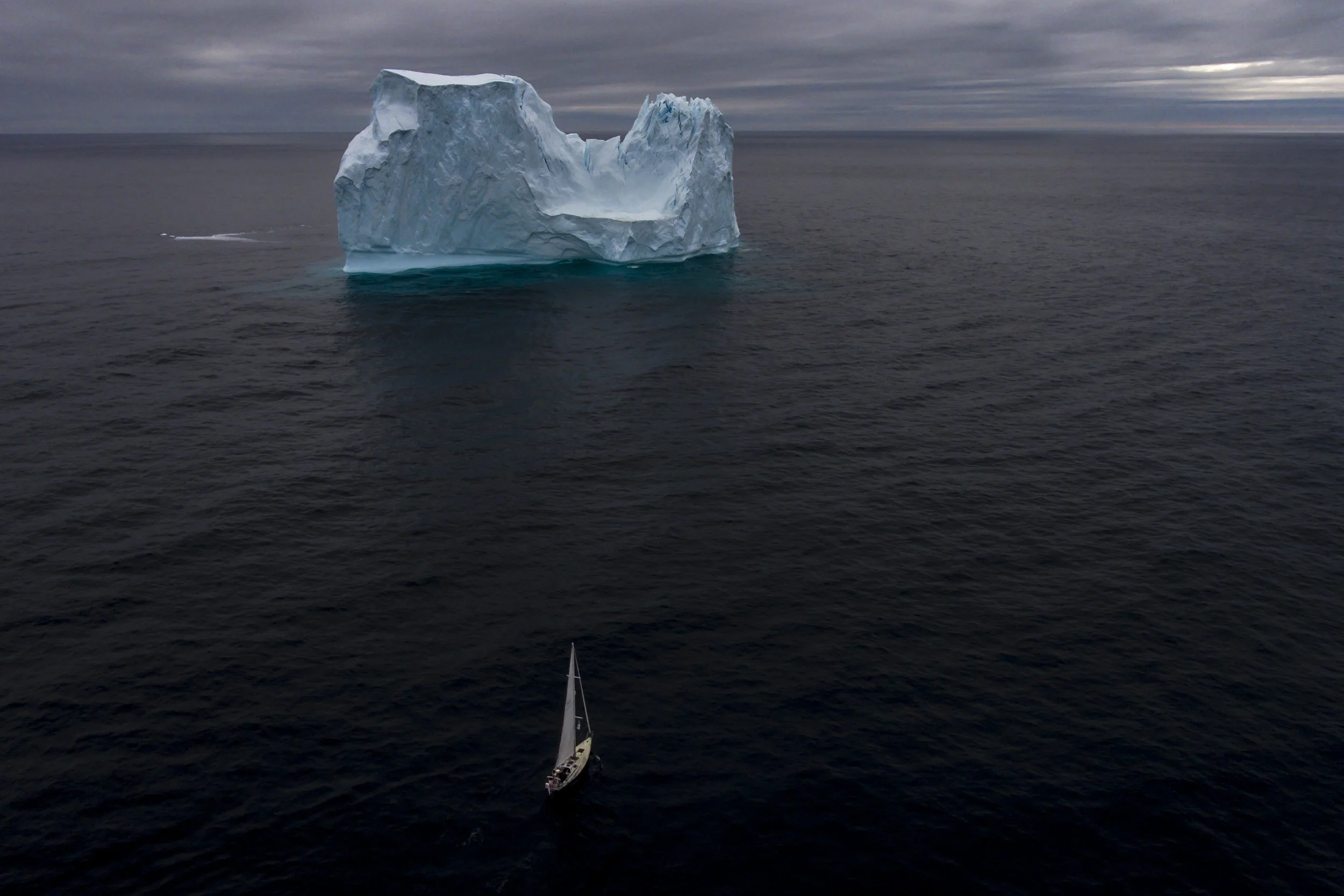 Approaching the iceberg, 100 miles north of Iceland.
