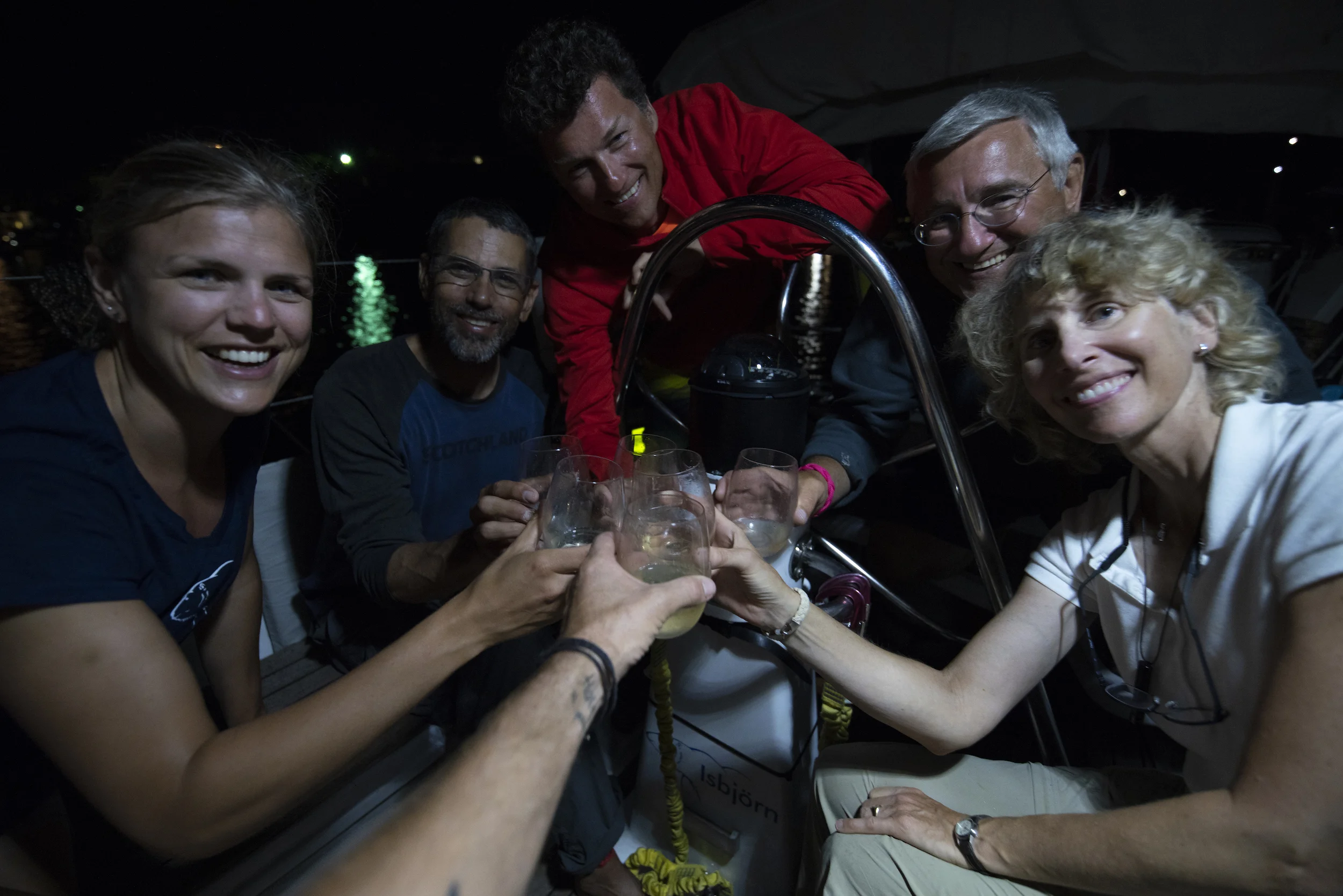 The traditional ISBJORN champagne toast is even better after 20 days at sea!