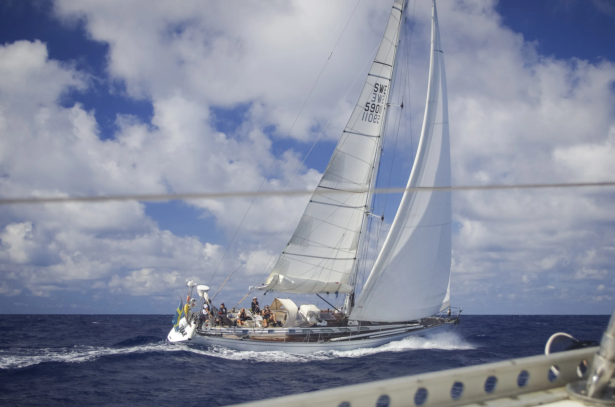 300 miles offshore, ICEBEAR & ISBJORN just happened to cross tacks in mid-ocean. Got some epics photos of each!