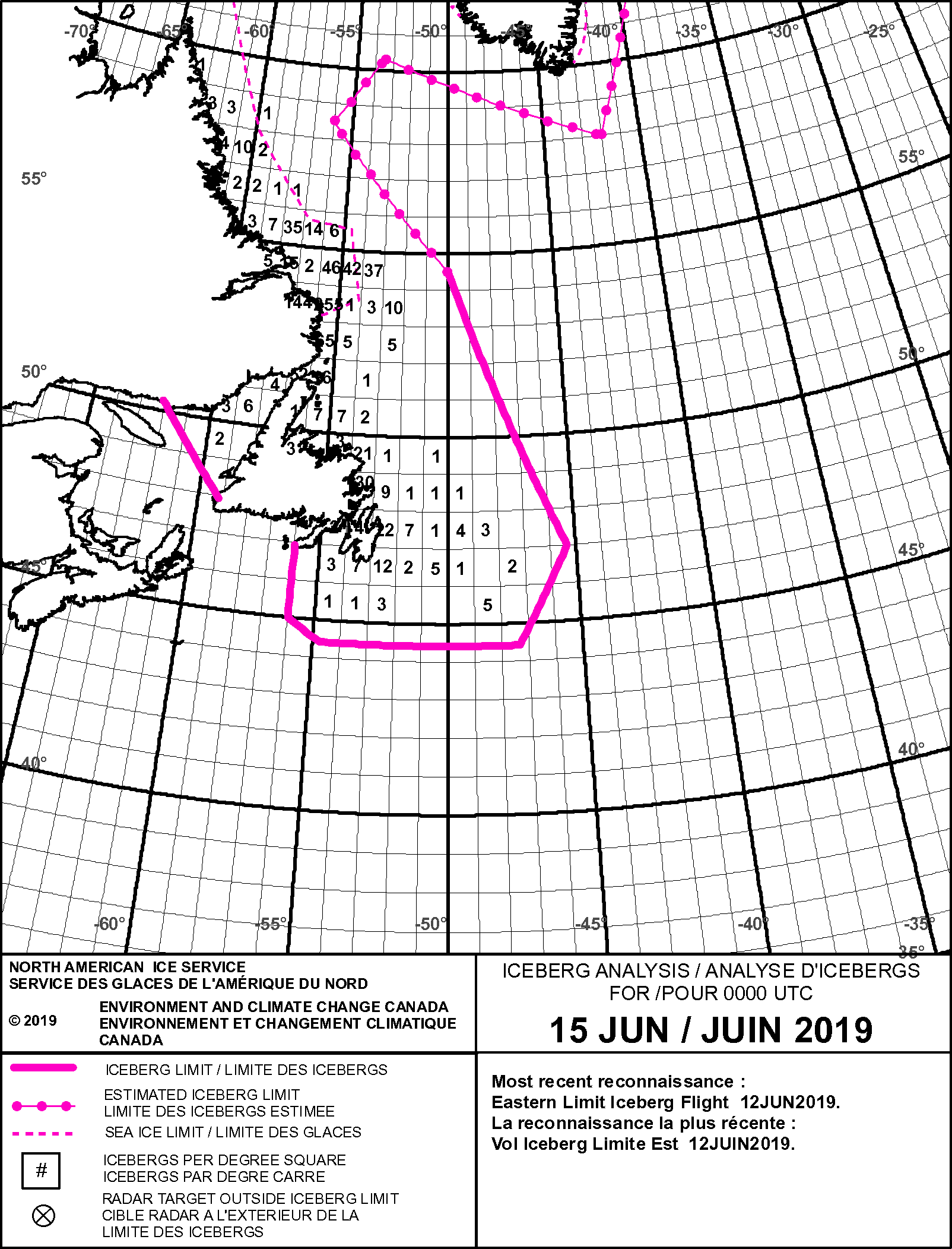The last iceberg chart I downloaded before leaving Lunenburg.