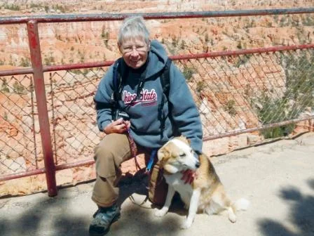 California hiker Sue Duggins takes her dog Casey on the few paved and pet-friendly trails in Bryce Canyon and Zion National Park, but the duo does most of its hiking in state and BLM parks.
