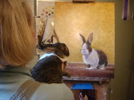 Lorraine Bushek has worked with rabbits for almost 20 years. She is also an accomplished painter who captures her love of these charming creatures in her oil paintings.