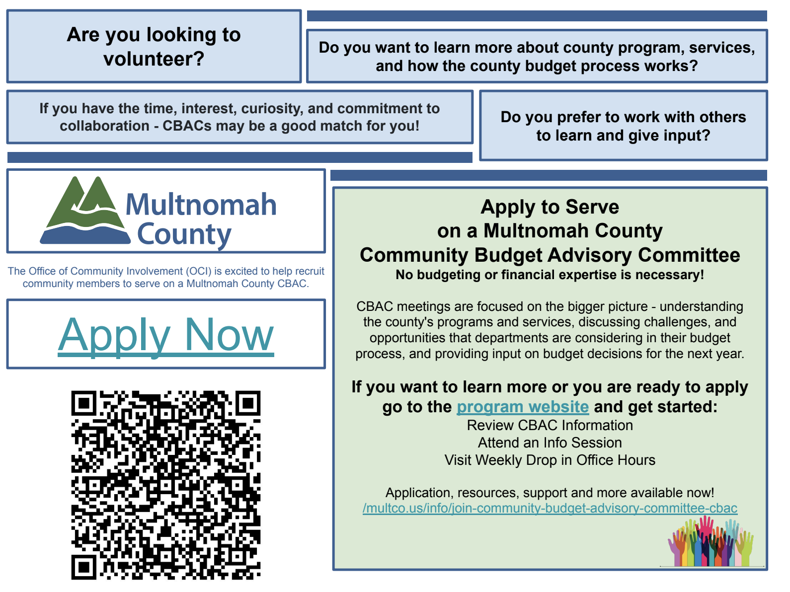 Join a Community Budget Advisory Committee (CBAC)
