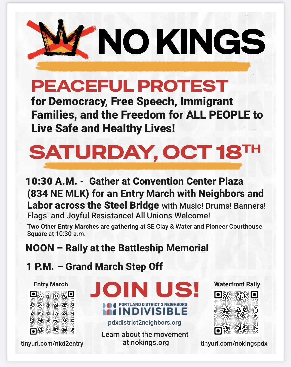 District 2 No Kings Peaceful Protest