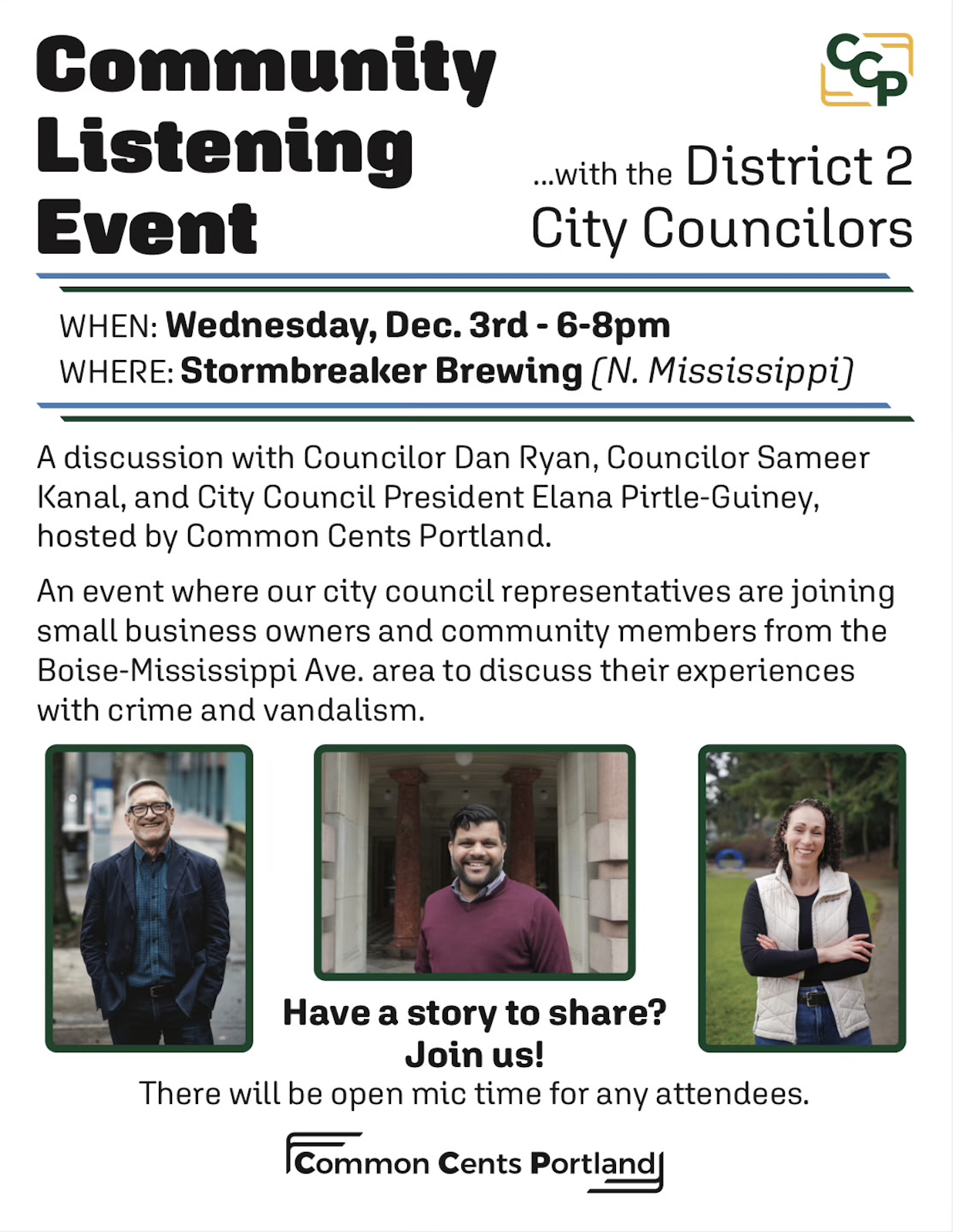 Special Listening Session about Crime and Solutions with all 3 D2 Councilors