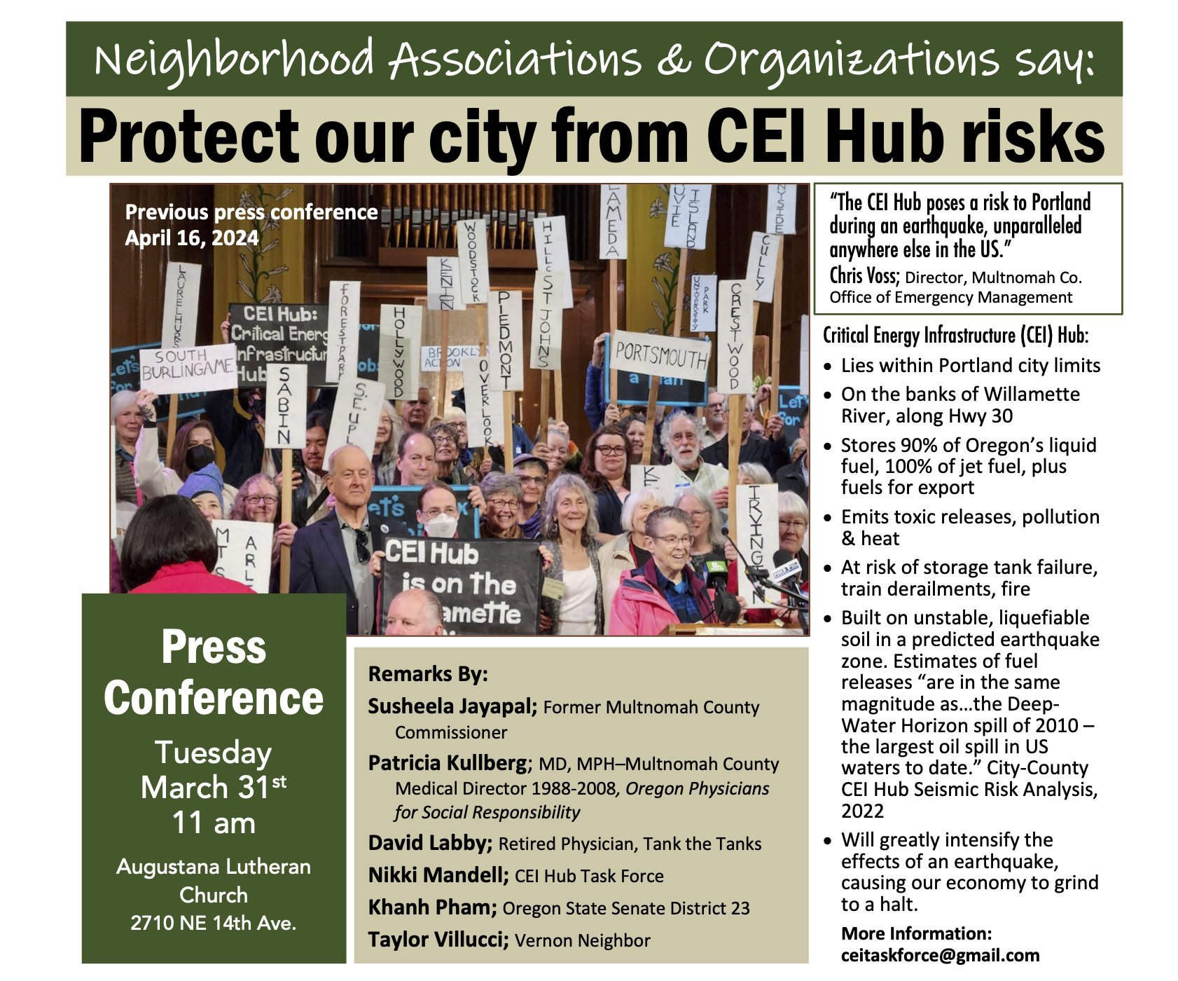 Protect Our City from CEI Hub Risks