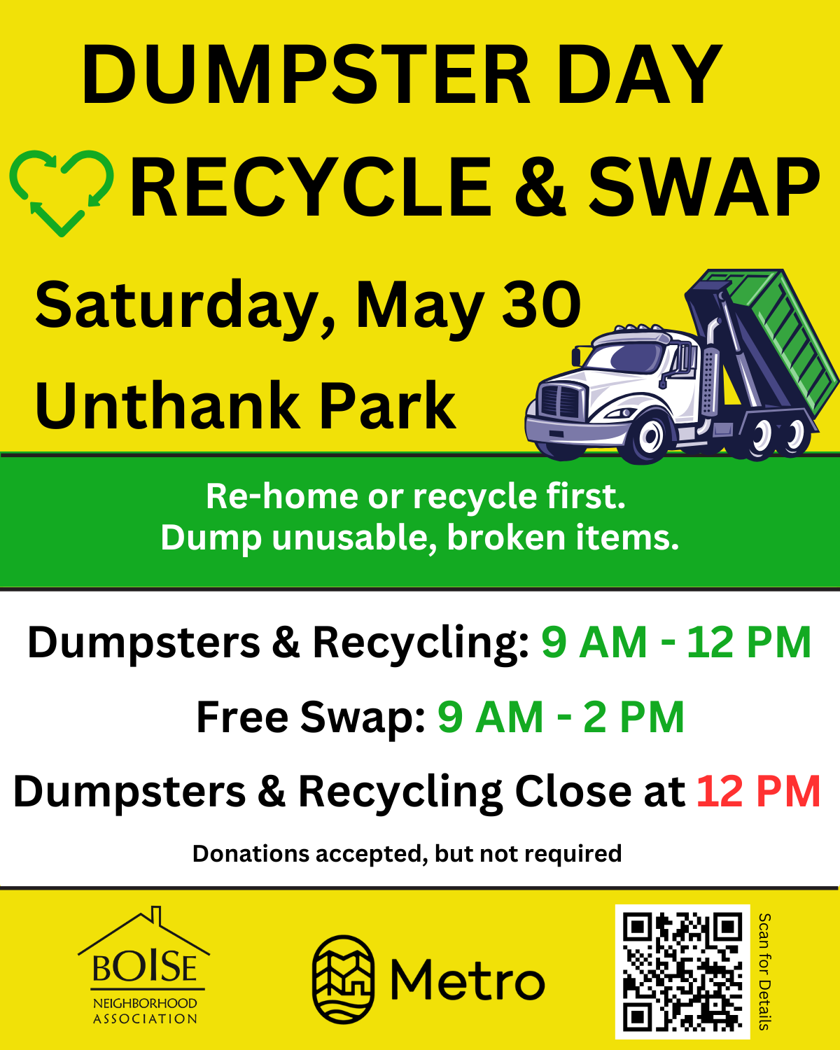 Dumpster Day, Recycle &amp; Free Swap
