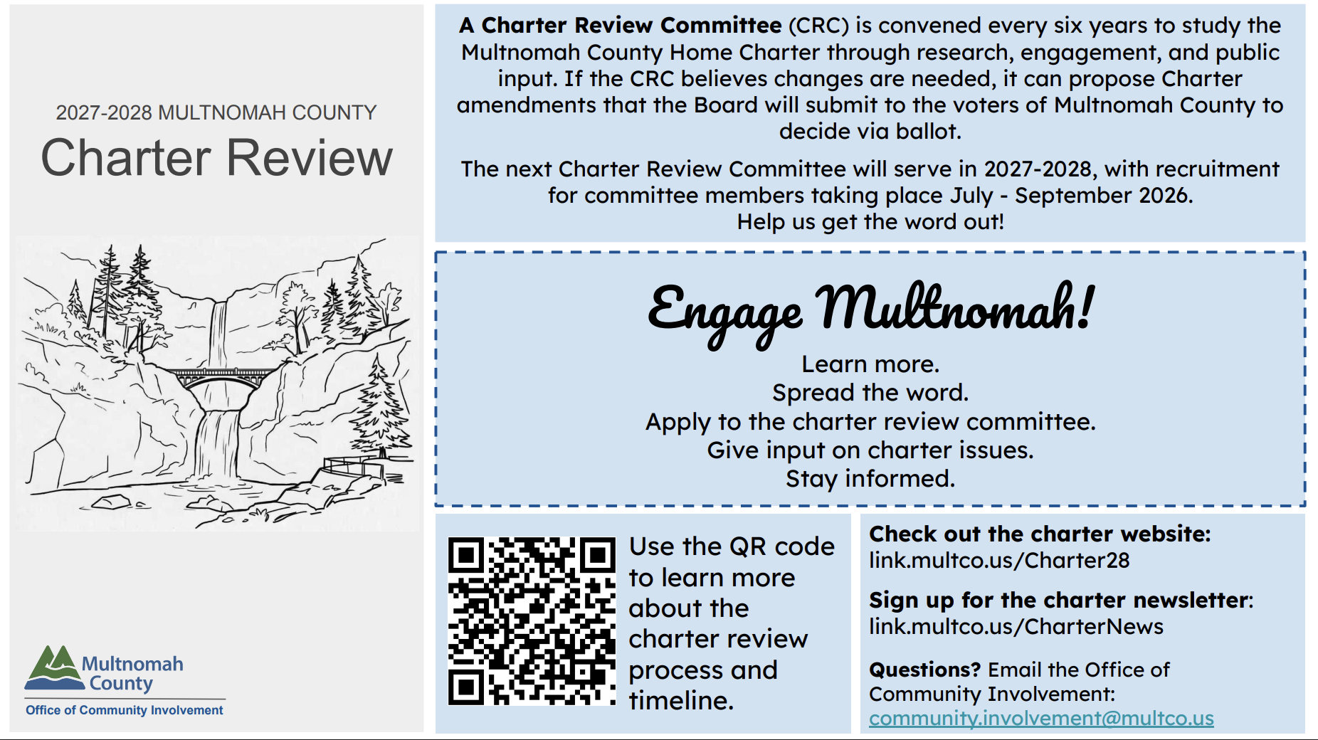 Join the Multnomah County Charter Review Committee: Application Open Until Oct 1