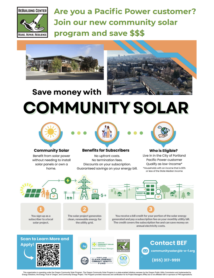 Power your house with solar power from ReBuilding Center and save money!