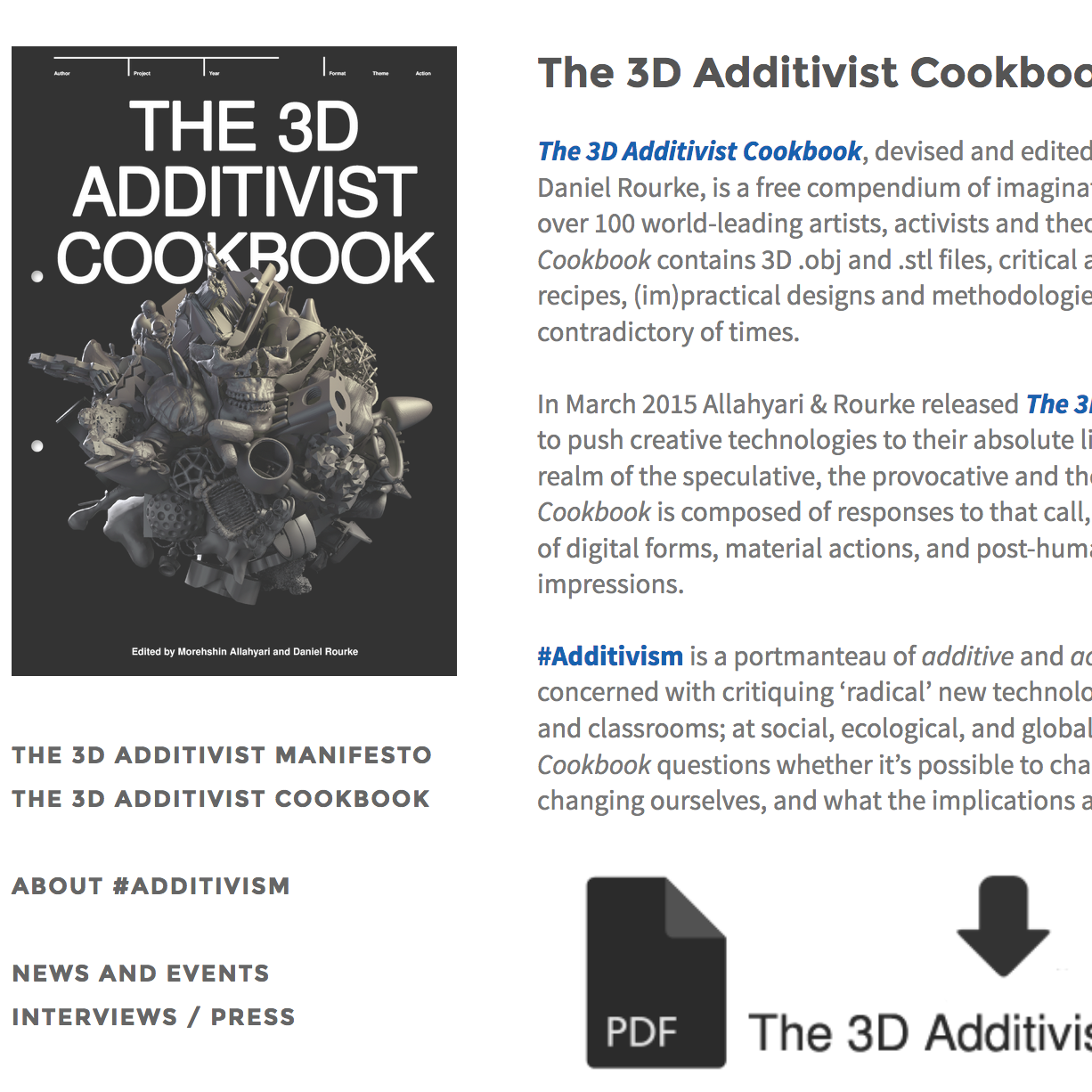 2016: 3D Additivist Cookbook