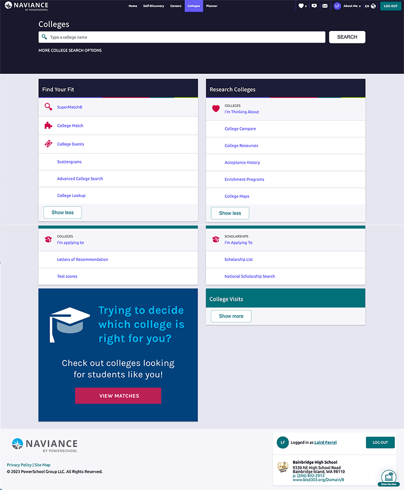 Existing Naviance website