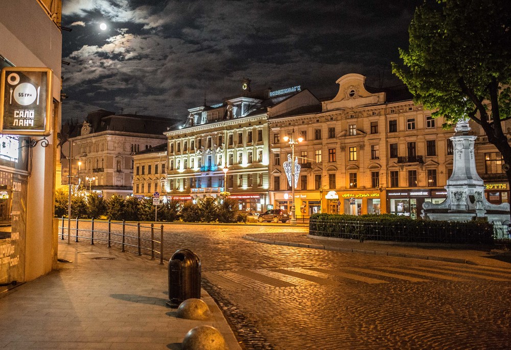 Lviv at night.