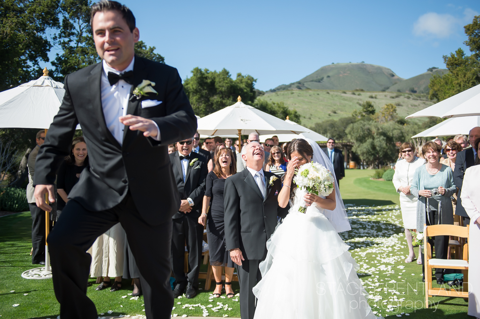 Love this photo! Jason got a little too excited to grab his bride. "Not yet, Jason," said the officiant. 