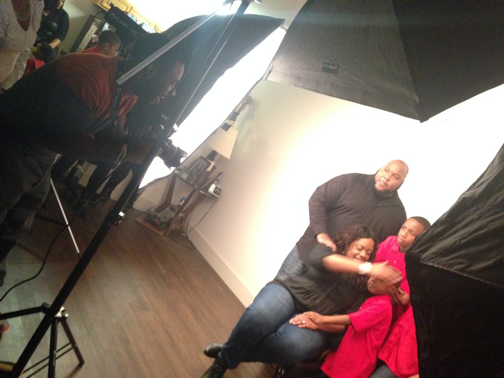 On the set of a family shoot. 