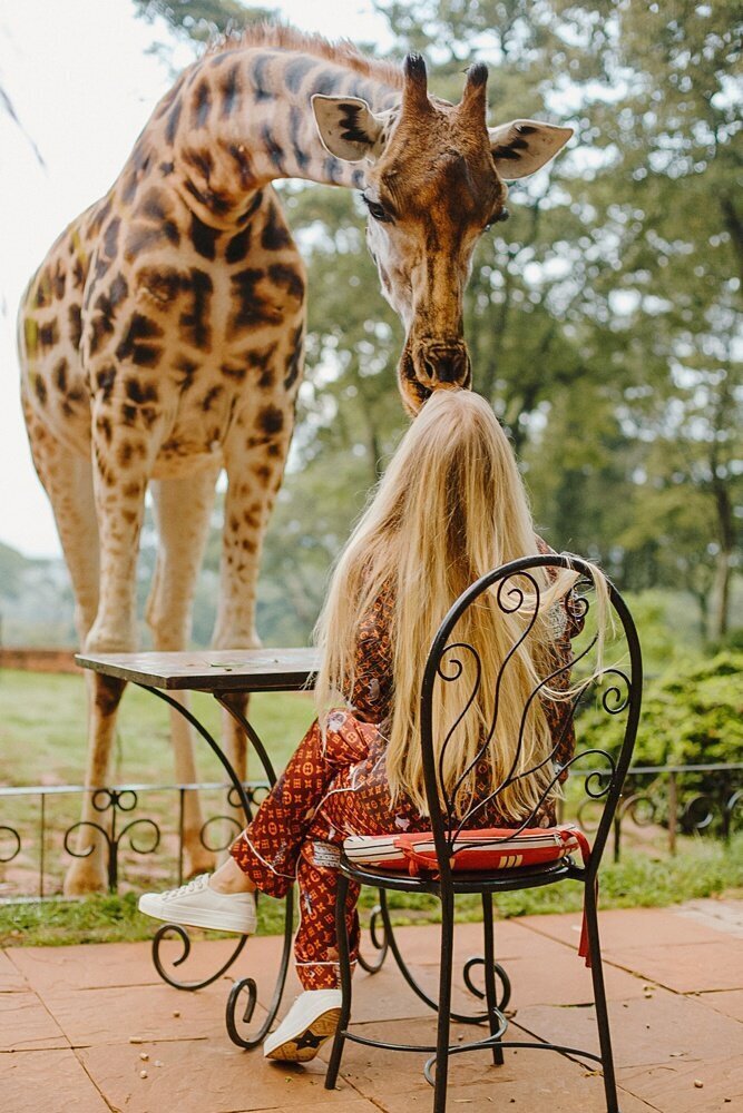 Giraffe Manor has always been her dream destination in East Africa, idyllic and charming and the best location for photography, it is like a fantasy world. And so, here we are, laughing together during breakfast with the best weekend company, Giraffes. Call me a hopeless romantic, but Giraffe Manor is a truly fabulous location to spend the weekend with your best girls!