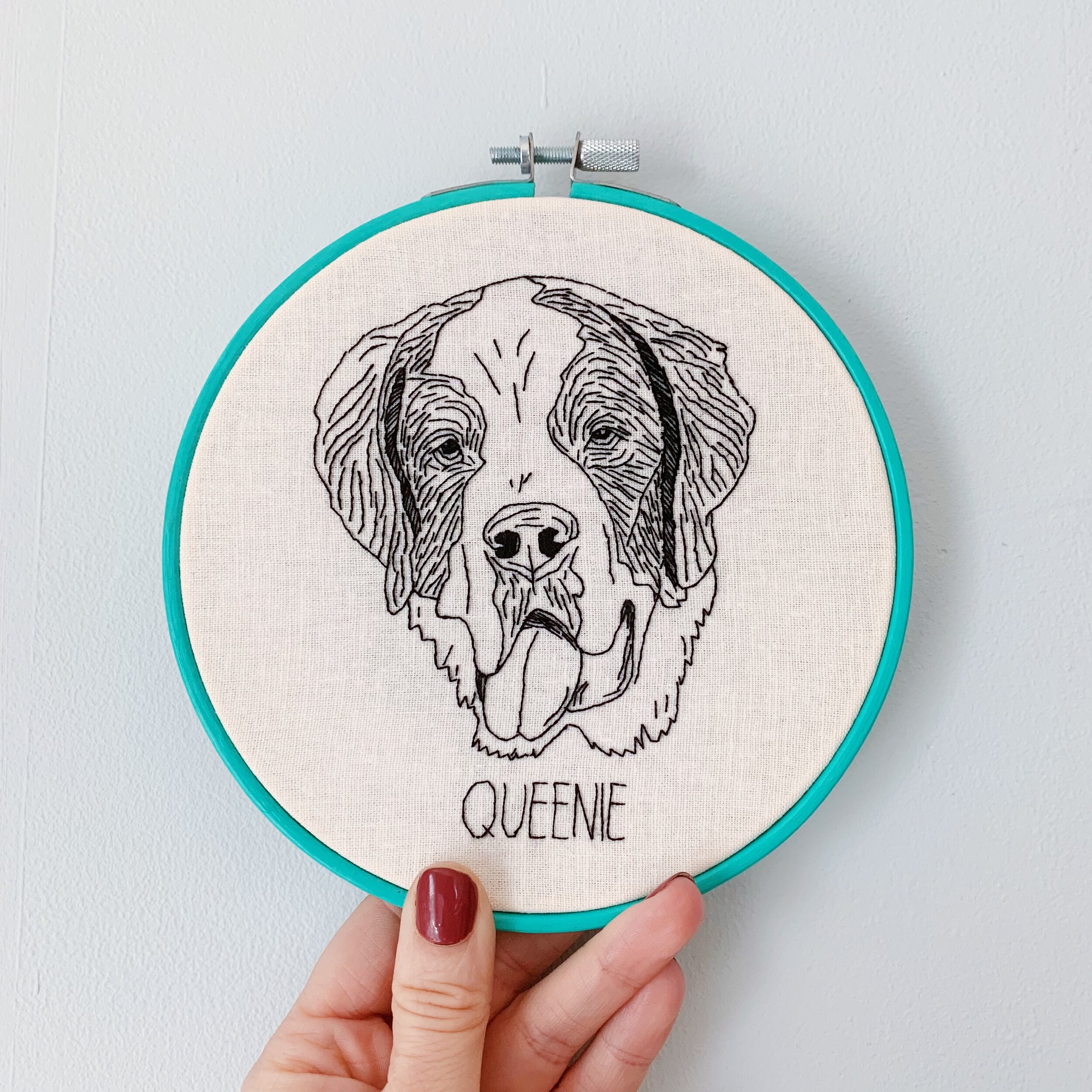6" Line portrait with painted hoop