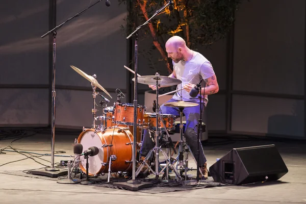 Photo Credit Timothy Norris Drummer David King of The Bad Plus performs at Libbey Bowl on June 6, 2013 in Ojai, California.