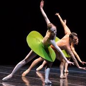 Pacific Northwest Ballet dancers Margaret Mullin, Jonathan Porretta, and Carrie Imler in William Forsythe's "The Vertiginous Thrill of Exactitude." Photo © Angela Sterling.