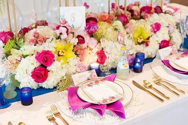 🇬🇷 Opa! ⁠
⁠
This #TablescapeTuesday brings you a cheerful and bright table inspired by the Greek Isles. Crisp white linens, pops of cobalt, and bright fuschia flowers transport you to Santorini...if only for dinner. ⁠
⁠
See more images on our FB pa
