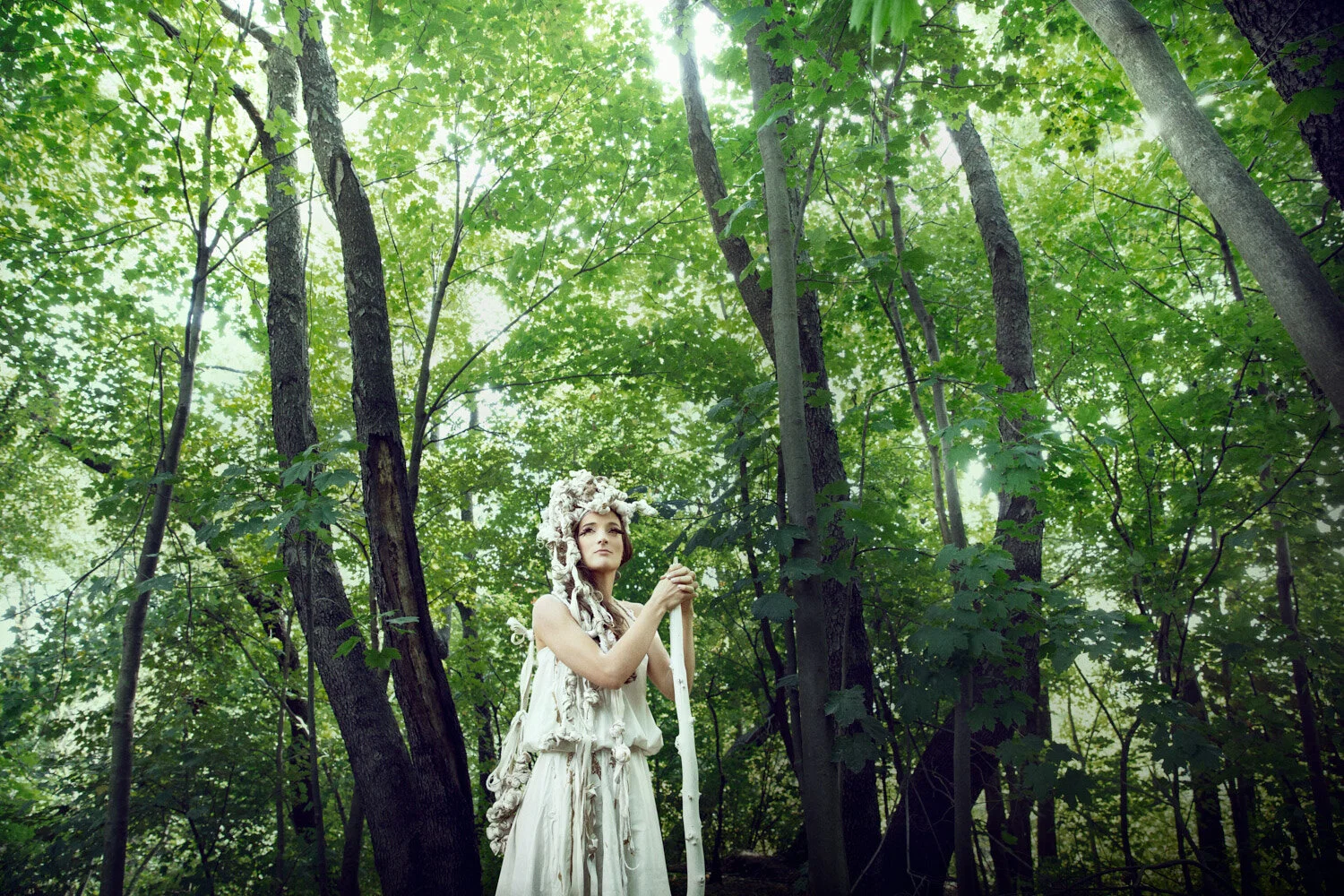 creative fashion editorial of knotted headpiece and garment by creative photographer Hanna Agar