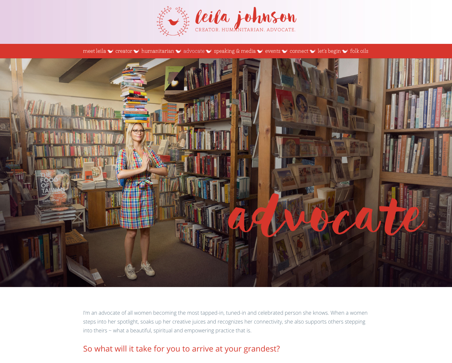 creative personal branding photo of yogi in bookstore used for her website