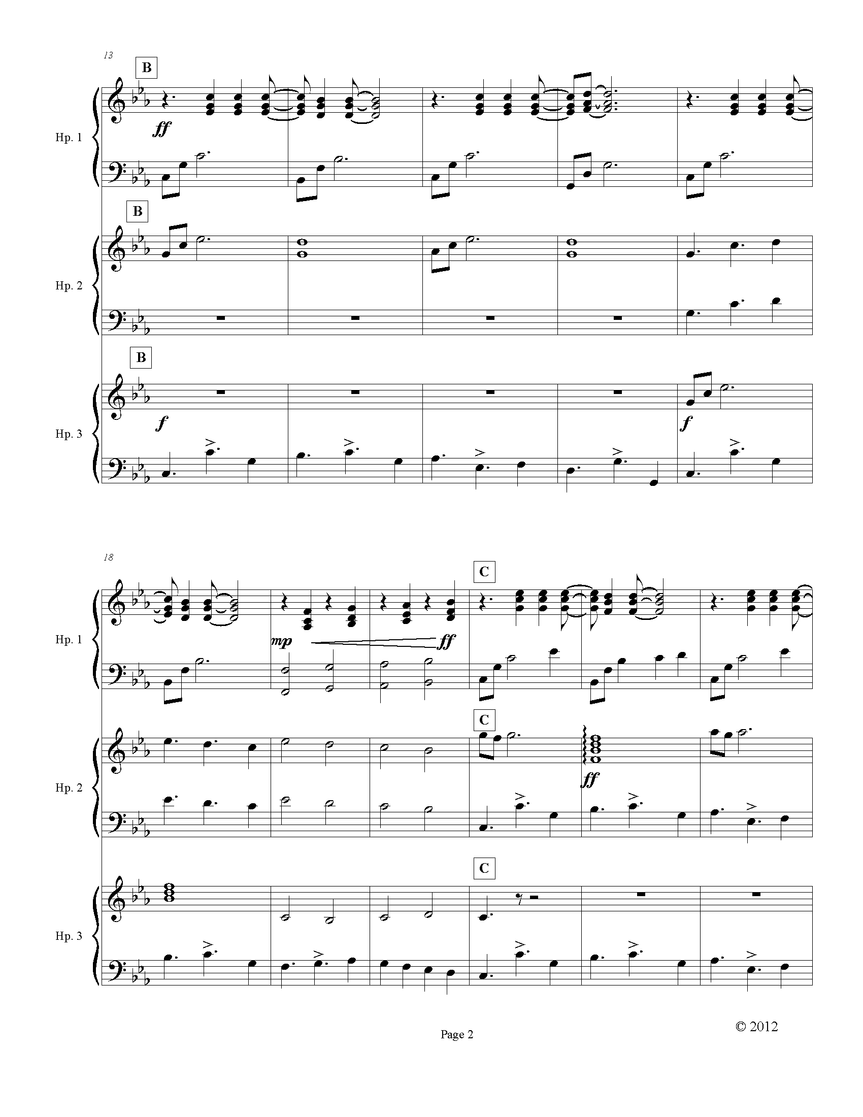 Page 2 Sample Page of "Hope" Harp Ensemble