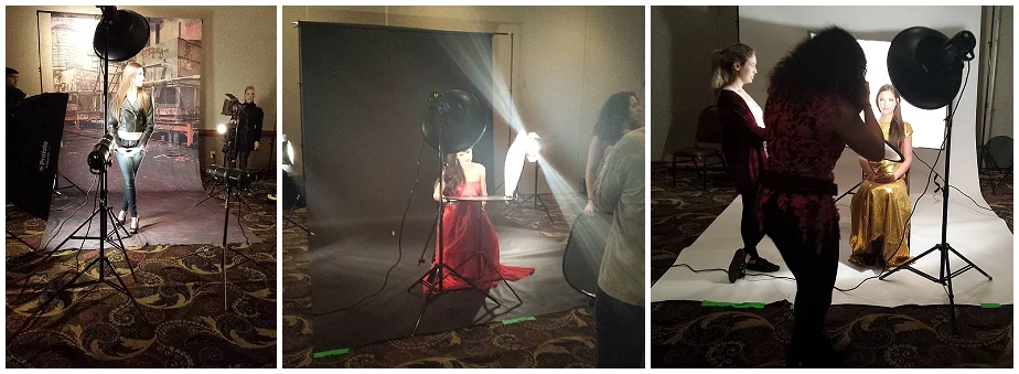 Three of the five set ups Lou and Lindsay had for us. Each with a different light set up.