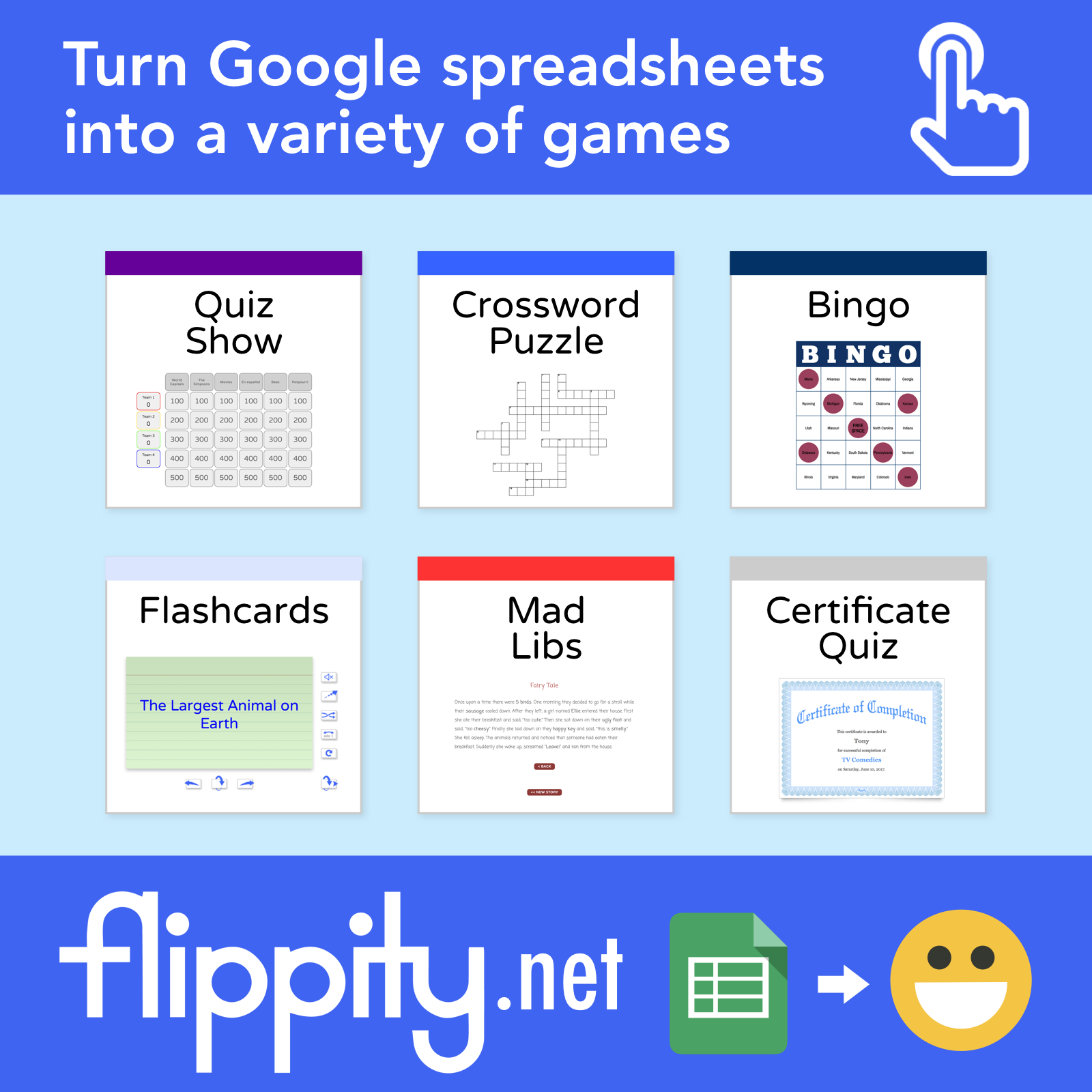 Flippity.net Game board for use in OG lesson 