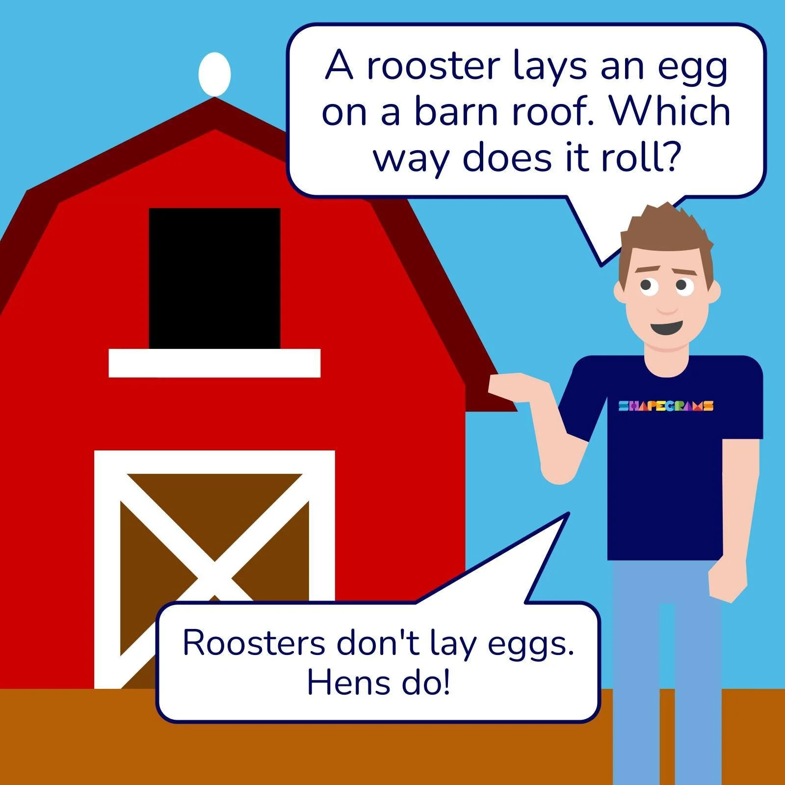 Q: Why don&rsquo;t farmers tell secrets in their fields? 

A: Because the potatoes have eyes and the corn has ears.

P.S. Draw a barn with shapes in the Barn Zipper: shapegrams.com/barn

 #Shapegrams #GoogleEdu #EdTech #Teaching #TeachersofInstagram
