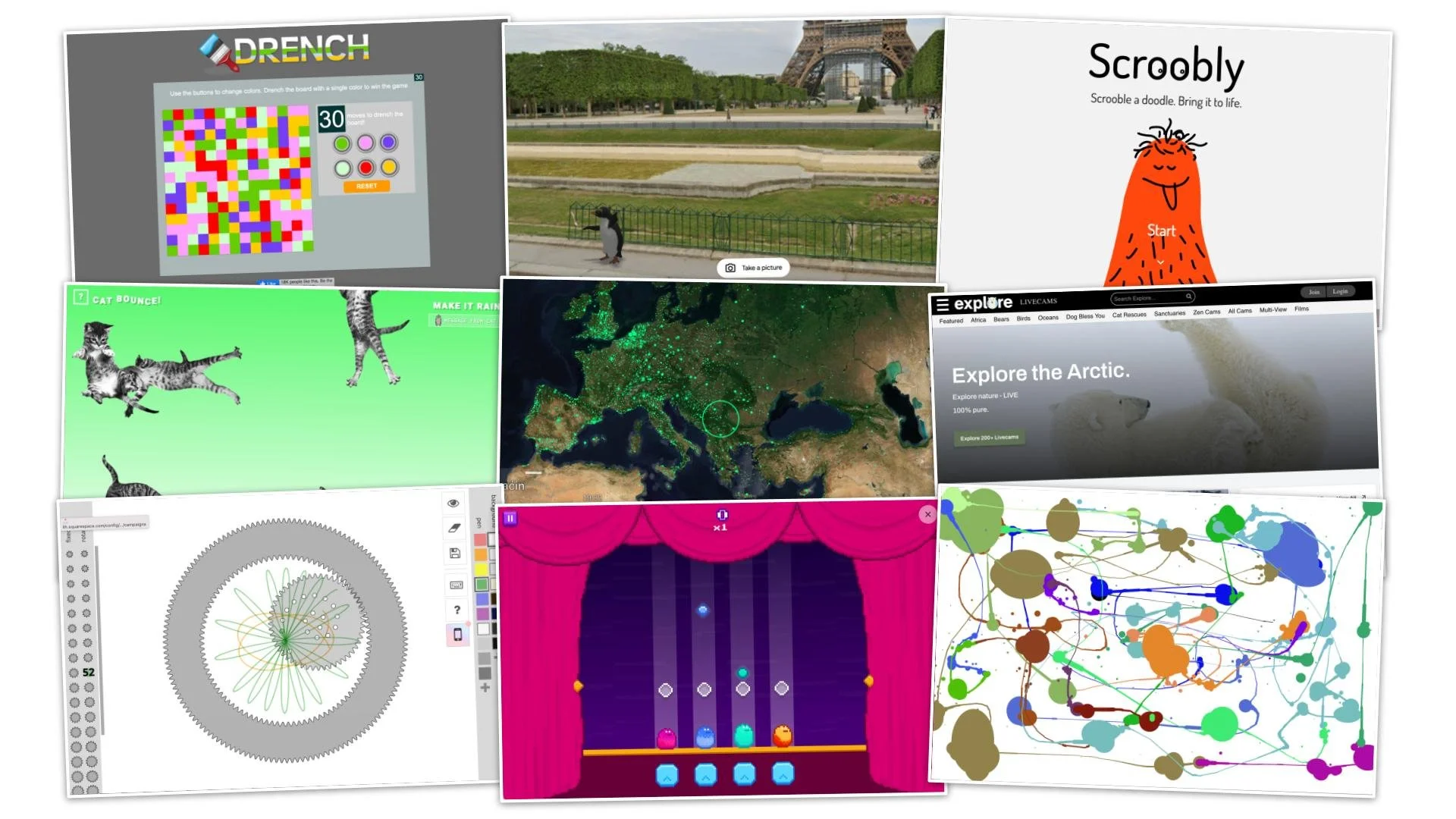 Screenshots of various digital snacks