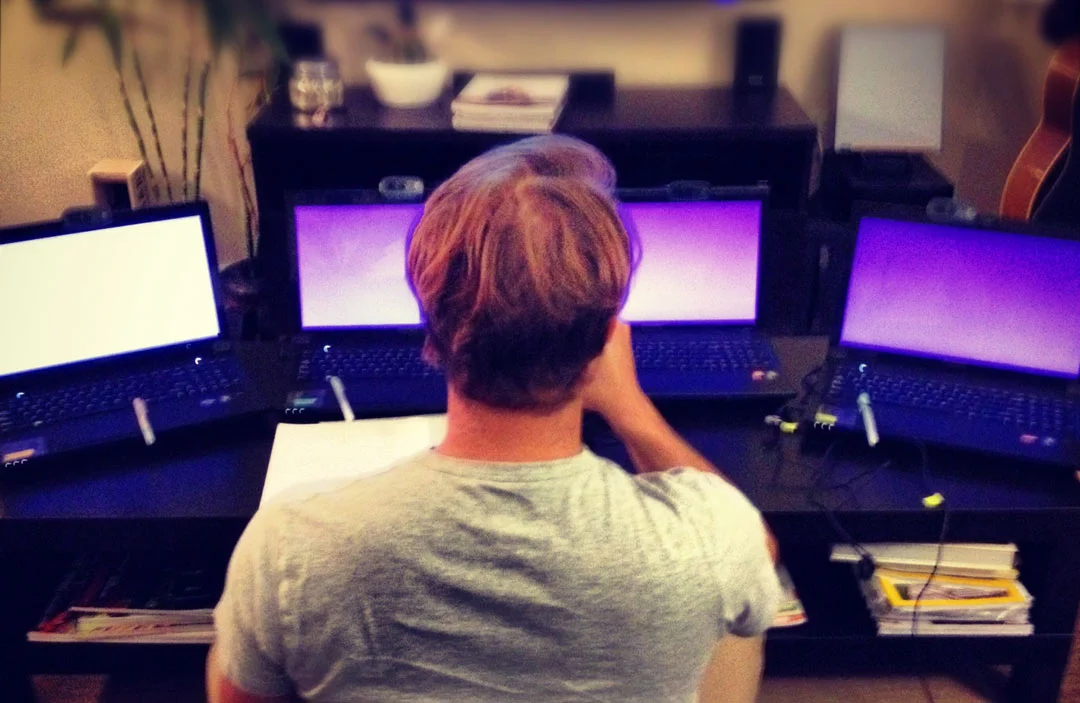 Bryan working hard to get our custom program running