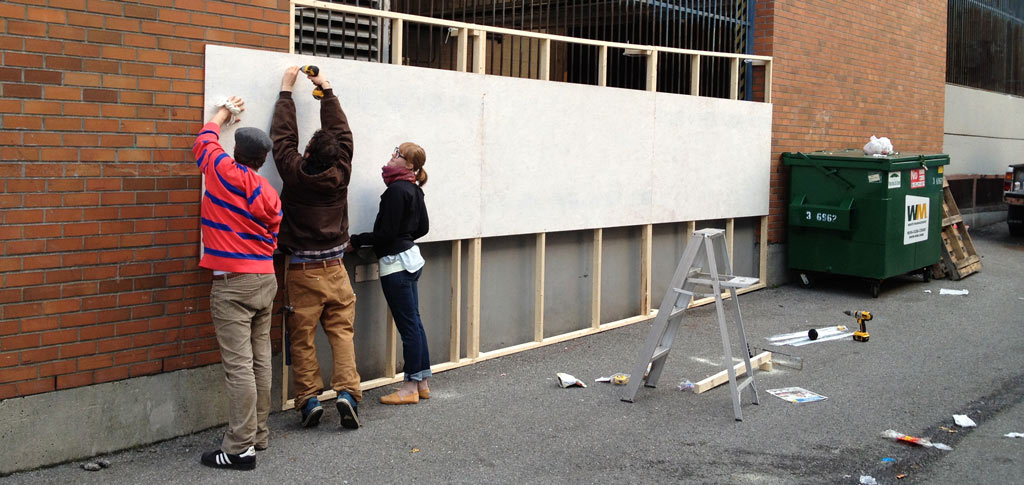 a coat of primer on our 'wall' 