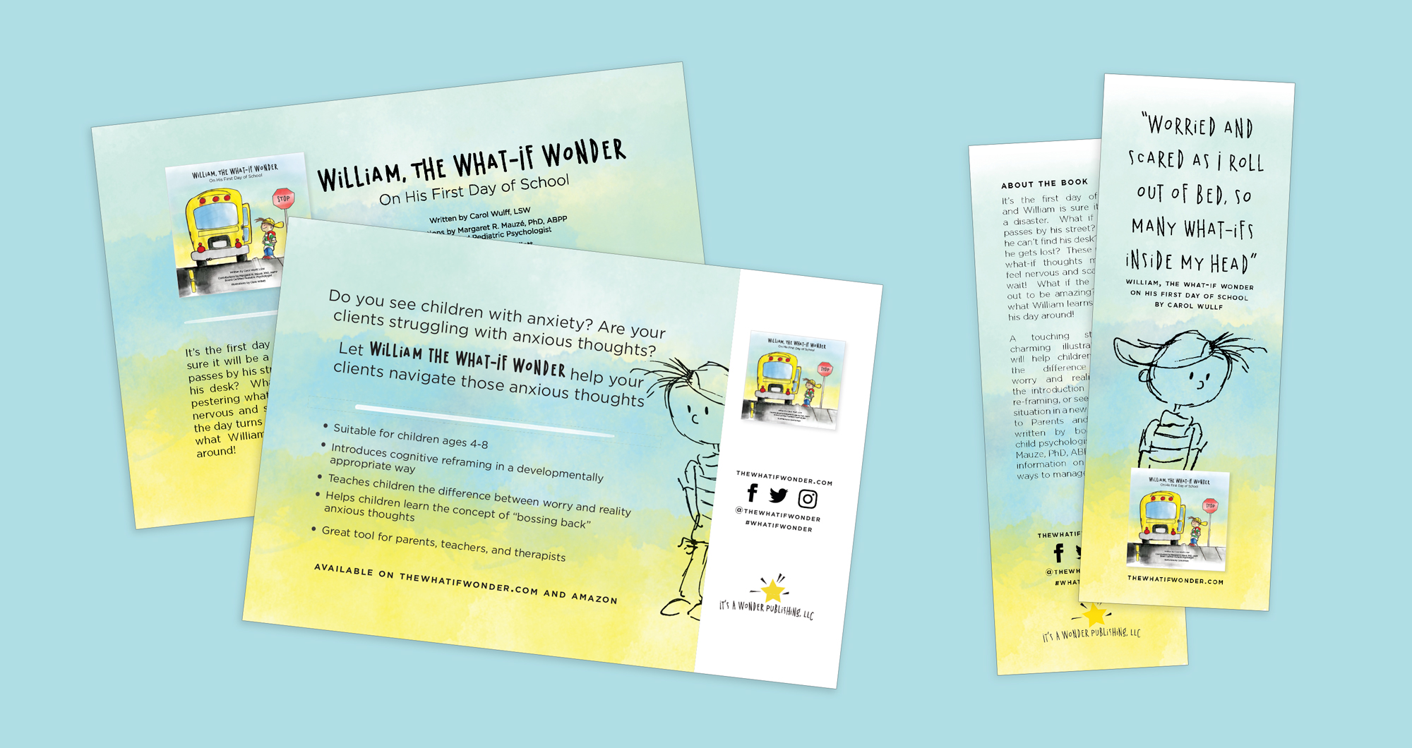Promotional postcard and bookmarks