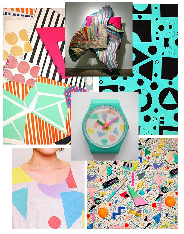 From Top Left: Sunny Todd, Frank Stella, George Sowden, YokoHonda, Swatch, Grassland & Geometric
