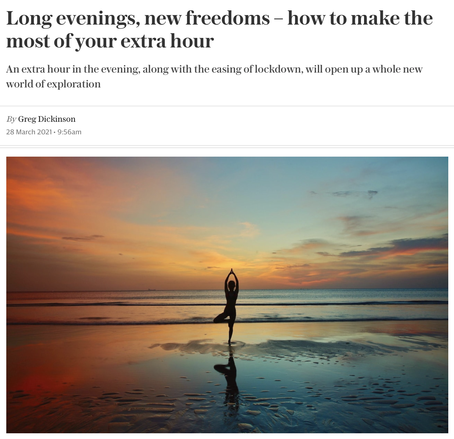 Telegraph - Long evenings, new freedoms-how to make the most of your extra hour