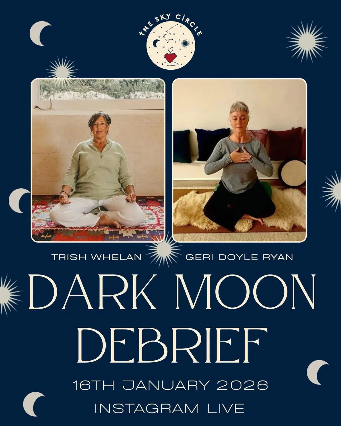 INSTA LIVE TOMORROW 🫀🫀🫀🫀 cant wait for chats with one of my total faves @geridoyleryan on this dark moon 🫀 Tomorrow we debrief &mdash;
what surfaced, what softened, what&rsquo;s done&hellip;.. 🫀 join us live at 3pm GMT/ 4pm CET 🫀🫀🫀🫀